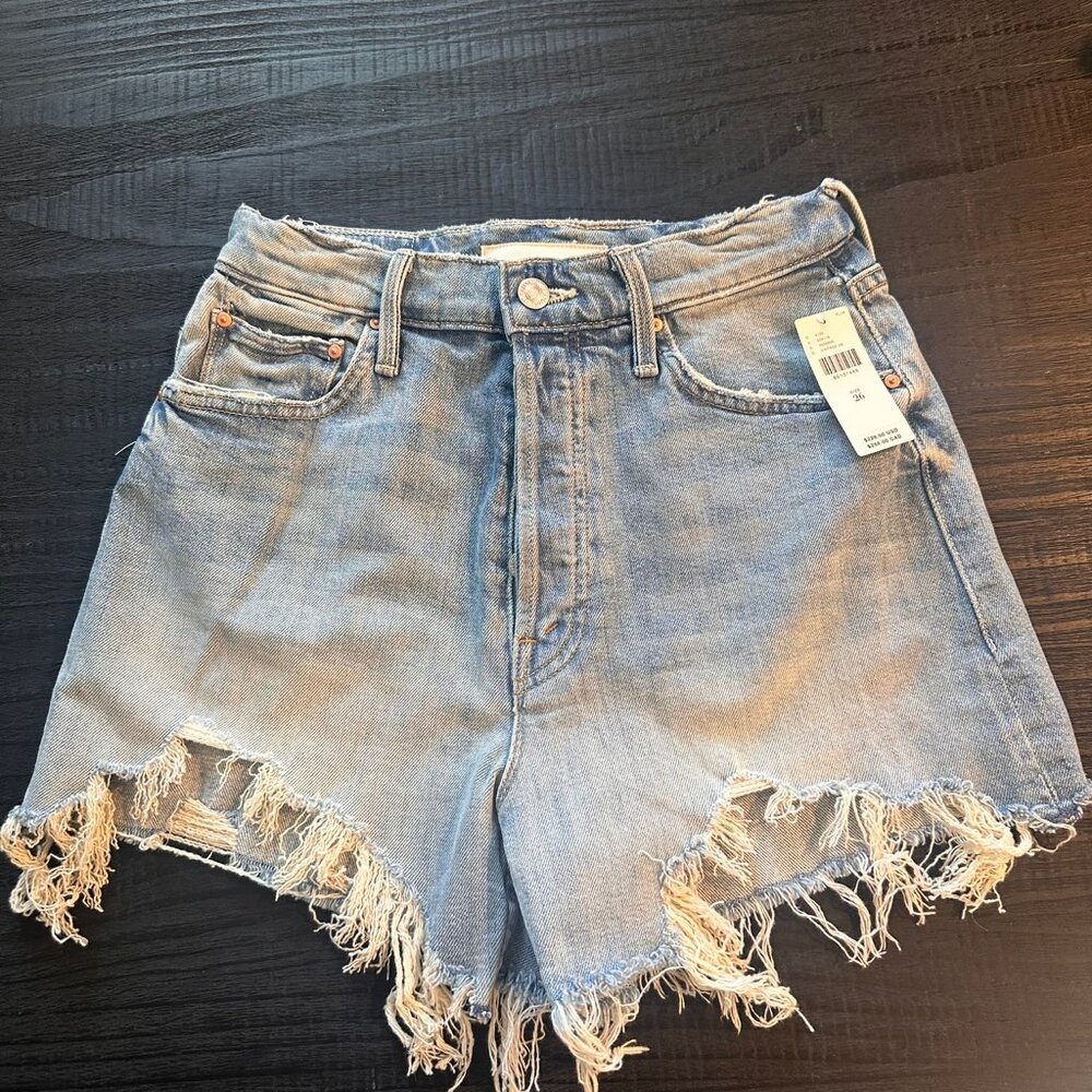 MOTHER "Superior"  NWT Ultra Hise Rise Button Fly Denim Shorts - $228 Retail - Picture 5 of 17